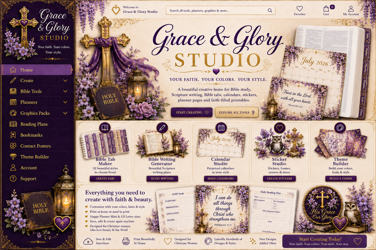 Grace and Glory Studio homepage preview